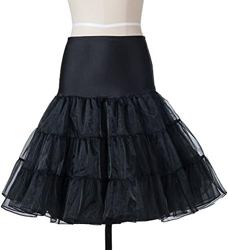 VERSILU 1950s Short Tutu Vintage Petticoat Crinoline Underskirt Wedding Dress Skirt Slips, Black, Small