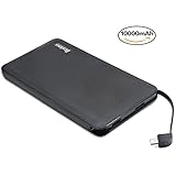 Bestoss 10000mAh Portable Charger Power Bank Built-in Lightning and Micro USB PowerCore Ultra-Compact-BLACK PRO