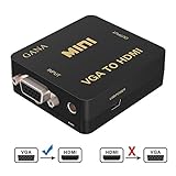 VGA to HDMI, GANA 1080P Full HD Mini VGA to HDMI Audio Video Converter Adapter Box With USB Cable and 3.5mm Audio Port Cable Support HDTV for PC Laptop Display Computer Mac Projector