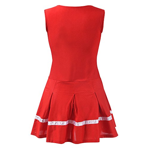 Women's Musical Uniform Fancy Dress Costume Complete Cheerleading Outfit (M, Red)
