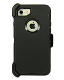 WallSkiN Turtle Series Cases for iPhone 7 / iPhone 8 (Only) Full Body Protection with Kickstand & Holster - Shadow (Black/Black)