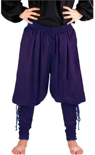 Pirate Renaissance Medieval Costume Harem Pants Trousers (Small/Medium, Royal Blue)