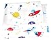 J-pinno Spaceship Universe Adventure Cute Adorable Cartoon 100% Cotton 3 Pieces Twin Sheet Set for Kids Girls Boys Children Flat Sheet + Fitted Sheet + Pillowcase Bedding Decoration Gift Set