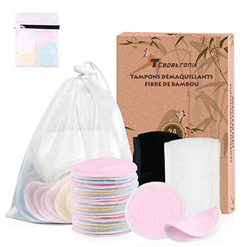 Waschbare Abschminkpads Wiederverwendbare Wattepads丨Abschminktücher aus Bambus（24 Stück+ 2 mit Wäschebeutel + 2 Stirnband丨Makeup Entferner Pads - Superweich Umweltfreundlich, Wächst keine Bakterien