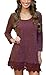 MiYang Women's Purple Long Sleeve A-line Lace Stitching Trim Casual Dress L