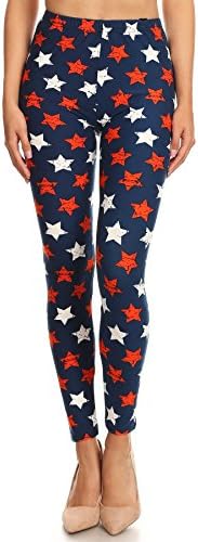 iZZYZX Women's 3 X 5X 4th of July Stars Distressed Pattern Printed Leggings
