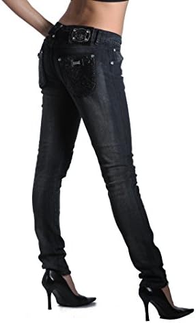 Women's Poison Heart Jeans with Sequence Work Pockets (Gray, 10)