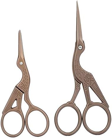 Ochun 大小2点セット ハサミ 糸切りはさみ ミニサイズ 鶴型 ステンレス製 チタンブラック可愛い 超激安 デザインシザー ソーイング 手芸用 眉用 クラフト