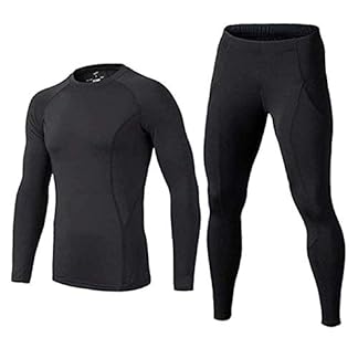 Buykud mens long sleeve base layer compression athletic underwear shirt tights top bottom set