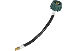 Flame King 12-inch Pigtail Hose Connectors, 1/4" Male Inverted Flare for RV, Van, or Trailer, Propane Tank 2-Stage Auto Changeover Regulators - E12INPT, Black/Green