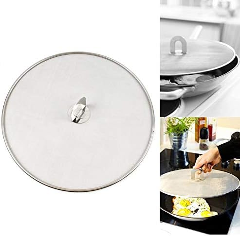 Love Environment 1pcs 25/29/33cm Stainless Steel Splatter Screen Mesh Pot Lid Cover Glass Round Chef Pan Lid with Knob Pan Cover
