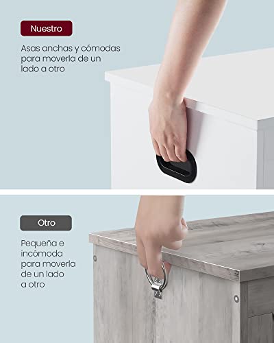 VASAGLE Storage Pouffe, Storage Bench with 2 Safety Hinges, Storage Chest, Shoe Bench, Country Style, 40 x 80 x 46 cm, for Hallway Bedroom Living Room, Cloud White LSB062T14