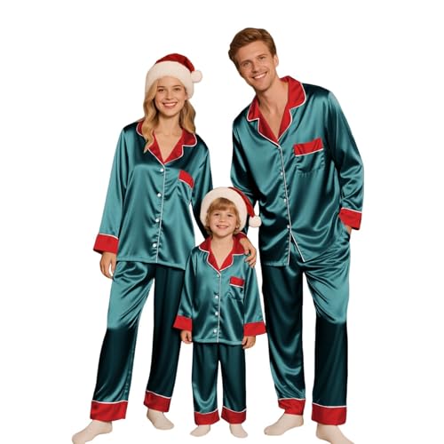 Matching Christmas Pyjamas Matching Family Pajamas Set Christmas Sleepwear Long Sleeve PJs Xmas Festival Party Holiday Nightwear Dad Mom Adults Kids Baby ，6-7 Years Navy