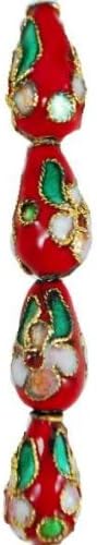 Expo International 12mm x 8 mm Cloisonne Pack of 13 Red Multi Jewelery Beads