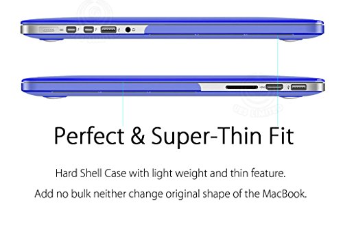 UESWILL Glossy Crystal Clear Hard Shell Case Cover for MacBook Pro 15" with Retina Display (Model: A1398) (NOT for 2016 Version) + Microfibre Cleaning Cloth, Royal Blue