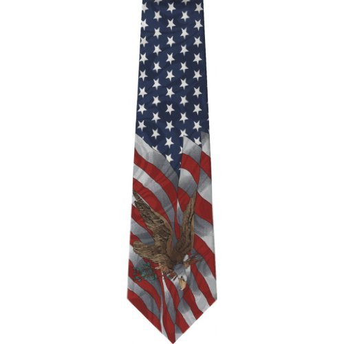 CTC Gifts Men's U.S.A. Flag and Eagle Neck Tie Patriotic Multi-colored