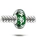 The Kiss Let It Snow Christmas Snowflake Murano Glass Bead for European Charm Bracelet (Red-Green)