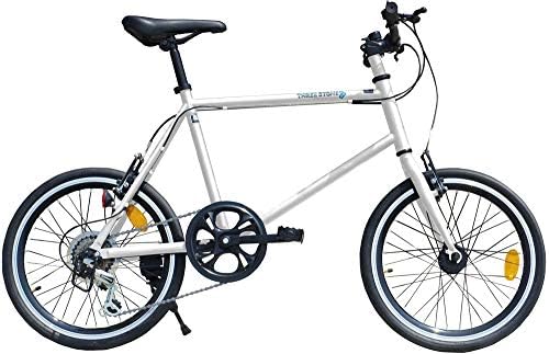 ミニベロ 小径車 20インチ 自転車 フロントLEDライト シマノ6段ギア