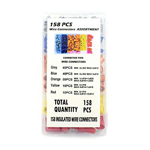 Cyful Electrical Wire Connectors Screw Terminals,Spring Insert Twist Nuts Caps Connection Assortment Set 158 Pcs