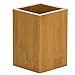 Bamboo Wood Desk Pen Pencil Holder Cup Stand, Square Creative Small Stationery Storage Box Office Home Desk Supplies Organizers