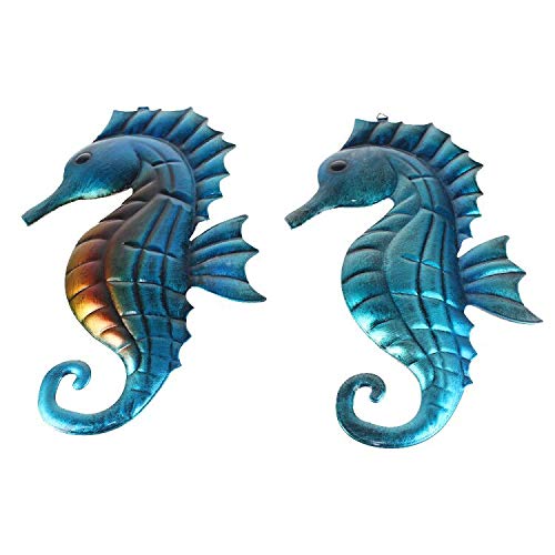 Metal Seahorse Wall Decor Bathroom Ocean Art Outdoor Hanging Beach