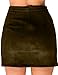 PROGRACE Ladies Faux Suede Criss Cross Tight Bodycon Above Knee Pencil Skirt Green M