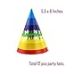 Rainbow Cone Party Hats for Kids & Adults - 12 Pack, 8 inch - Perfect for Birthday Parties & Classroom Decorations