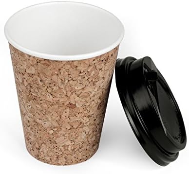 25 sets Cork Coated Disposable Paper Cup with Black Lids (8 oz.)