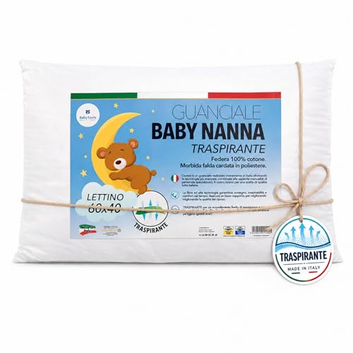 BabyTools Children's Cot Cushion with Cover 100% Breathable Cotton, Anti-Dust Mite Pillow for Cot, Cot and Kindergarten Pillow Children from 2 to 4 Years Oeko-Tex Certified 100% Made in Italy