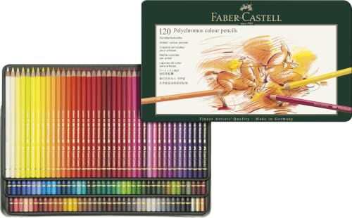 Faber-Castell Art & Graphic Polychromos Colour Pencil, Multicoloured, Tin of 120, Art, Craft, Drawing, Sketching, Home, School, University, Colouring