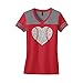Baseball Laces Silver Glitter Heart Varsity V-Neck T-Shirt