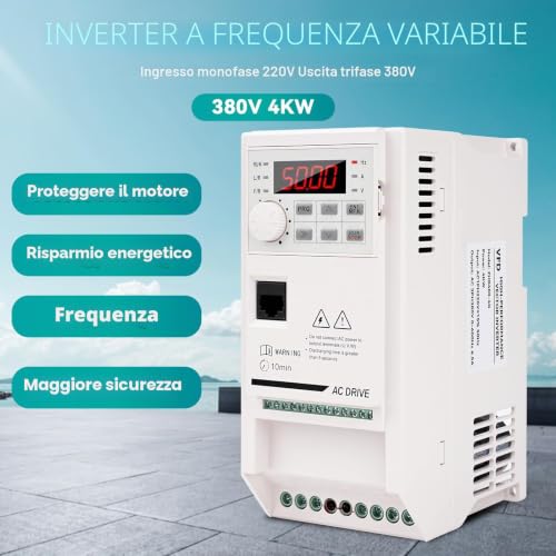 Inverter 220 V Variable Frequency Drive 4KW VFD Frequency Converter Single Phase Input 220 V Output Three Phase 380 V CNC Motor Speed Controller ZHB600-4KW Extension Cable 2 m