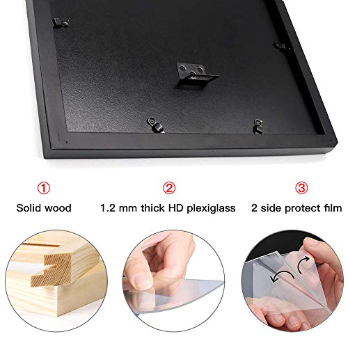 image for Kedada 11x17 Frame Black Poster Frame Without Mat Made of Solid Wood W