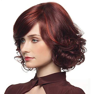 Amazon Com Zyc Synthetic Wig Bangs Curly Style Side Part Capless