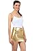 Sakkas 6924 Women's Shiny Metallic Liquid Mini Skirt - Gold - Small