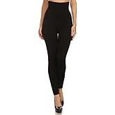 YELETE Women's Empire Waist Tummy Compression Control Top Leggings, French Terry Lining