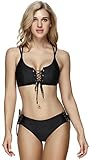 Dazzli Women Sexy Bikini Black Bandge High Elasticity Swimsuit