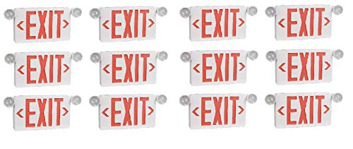 Ciata Ultra Bright LED Decorative Red Exit Sign & Emergency Light Combo with Battery Backup, 6-inch Red Letters (Pack of 12)