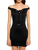 Zeagoo Women's Off Shoulder Lace Up Mini Dress Bodycon Club Party Dresses