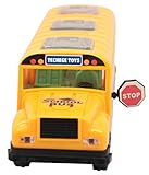 Techege Bright Yellow Toy School Bus, emits Beautiful 3D Flashing Lights while playing Music, - Moves Around on Its Own and Changes Directions When It Touches Something - Great Gift Idea Sure to Keep Kids Entertained for Hours by Techege Toys