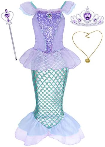 MetCuento Mermaid Costume for Girls Toddlers Princess Ariel Dress Up Sequins Fancy Party Halloween Cosplay Birthday Outfits