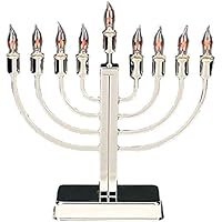 Aviv Judaica 9171 Classic Highly Polished Chrome Plated Electric Menorah with Flickering Bulbs, Gray