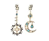E-beautiful Romantic Attractive Special Opal High Quality Sun and Moon Metal Earrings Drop Earring for Woman