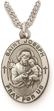 Sterling Silver Catholic Patron Saint Medal Pendant, 7/8 Inch to 1 Inch