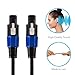 Speakon to Speakon Audio Cord - 15 ft 12 Gauge Male Speakon Connector to Male Speakon Connection, Black Heavy Duty Professional Speaker Cable Wire - Delivers High Quality Sound - Pyle Pro PPSS15