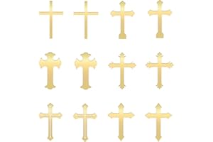 BEKATEREA 12 PCS Baptism Cupcake Toppers, Gold Mirror Acrylic Cake Picks Baptism God Bless Child Cake Decorations,Baby Shower Birthday Party Decorations Christian Religious Party Decoration Supplies(acrylic))