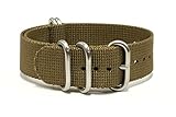 PerFit ZULU4 Ballistic Nylon Watch Strap + Spring Bars, Field Ready/Fashion Forward,, Choose Color/Size(18mm,20mm,22mm,24mm,26mm), Dress Khaki, 20mm