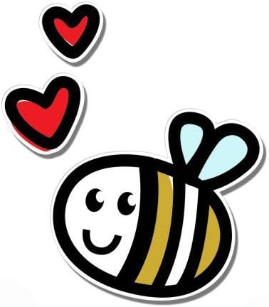 Nicks Decals Bee With Hearts - Vinyl Sticker Waterproof Decal Sticker 5"