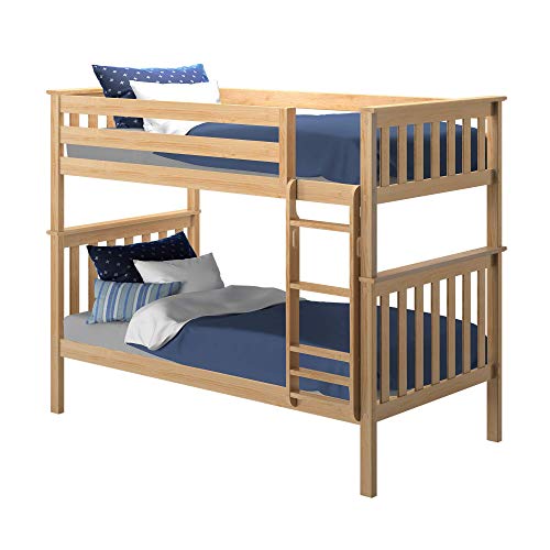 Max & Lily Bunk Bed, TwinOverTwin Wood Bed Frame For Kids, Natural