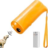 Maxdot LED Ultrasonic Dog Repeller Anti Barking Stop 3 in 1 Device Ultrasonic Dog Training, Yellow (Battery)